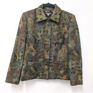 Vintage Methode Multicolored Tapestry Jacquard Blazer Jacket sz 4 Floral Paisley
